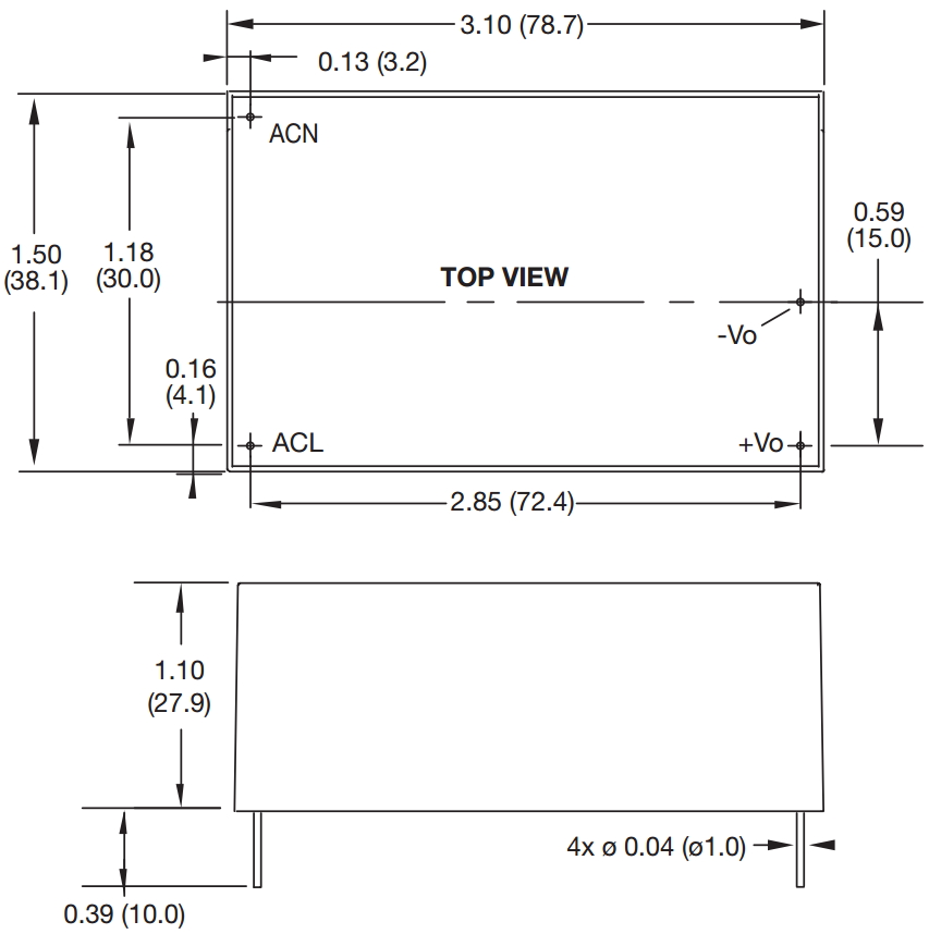 ספק כוח ממותג למעגל מודפס XP POWER ECE40US15